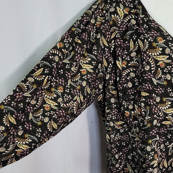 Lane Bryant Women's Black Metallic Babydoll Floral Long Sleeve Blouse Size 22 - Picture 7 of 12